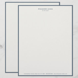 Papel Timbrado Borda Azul Ardesia Minimalista Profissional Elegan