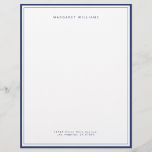 Papel Timbrado Borda Azul Marinho Elegante Simples Minimalista