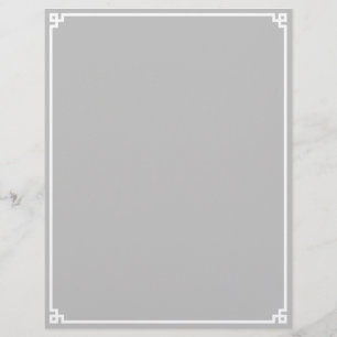 Papel Timbrado Borda Chave Grega Cinza Prata e Branco