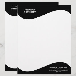 Papel Timbrado Borda de Etiqueta Plana - Onda preta 1
