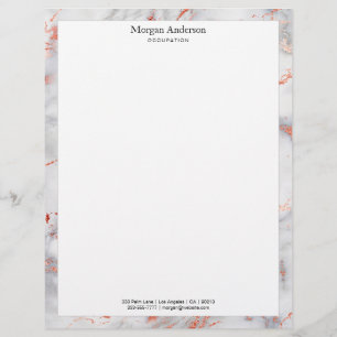 Papel Timbrado Borda de mármore branca e Rosa Dourada, Informaçõe