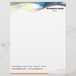 Papel Timbrado Borda de Ondas Azul Amarelo Cinza Preto