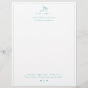 Papel Timbrado Borda de Turquoise do Instagram do Monograma Profi