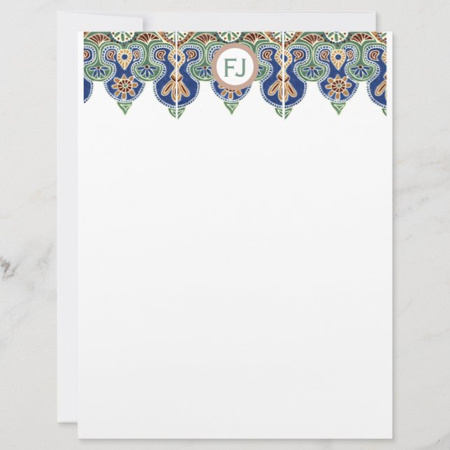 Papel Timbrado Borda do Azulejo com várias cores (Frente)