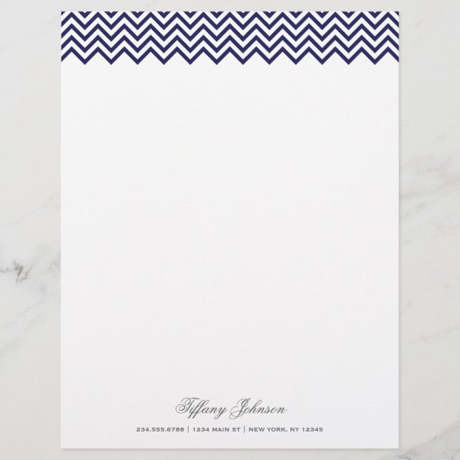 Papel Timbrado Borda do marinho Blue Modern Chevron (Frente)