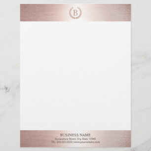 Papel Timbrado Borda Dourada do Rosa Moderno do Logotipo Monogram