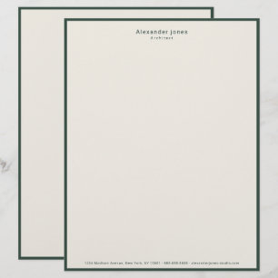 Papel Timbrado Borda Verde Elegante Minimalista Profissional