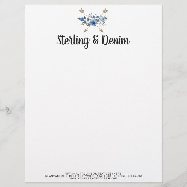 Papel Timbrado Boutique floral das setas da aguarela boémia (Frente)