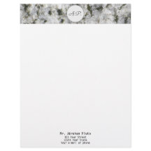 Branco do granito com monograma e endereço