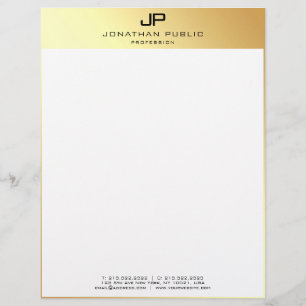 Papel Timbrado Branco Dourado Modelo personalizado moderno elegan