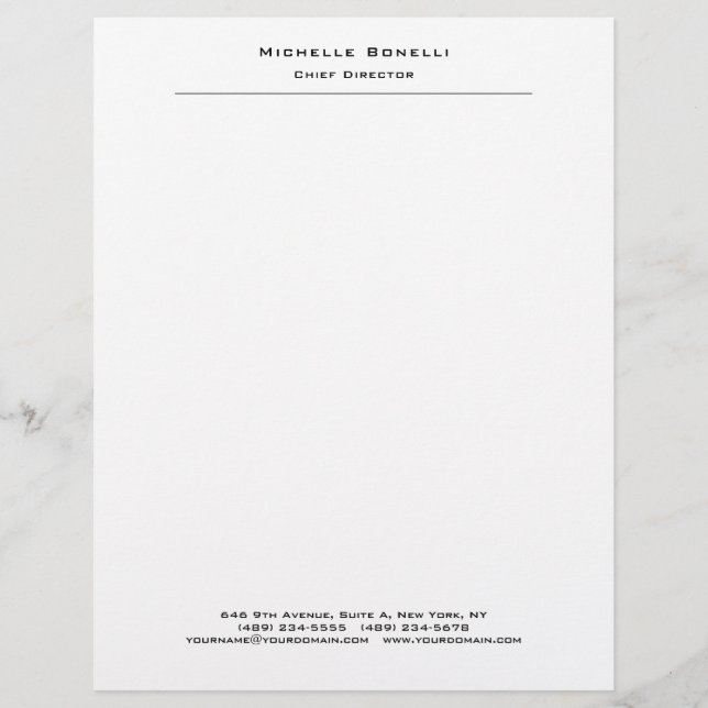 Papel Timbrado Branco moderno minimalista comum profissional (Frente)