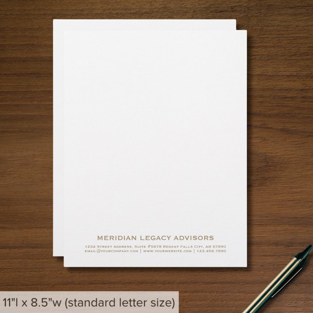 Papel Timbrado Branco sofisticado e Dourado timbrado de negócios (Criador carregado)