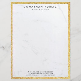 Papel Timbrado Brilho Dourado chique e modelo moderno de mármore