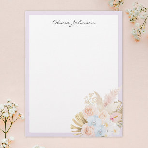 Papel Timbrado Buquê Floral Tropical Bonito Monogramado