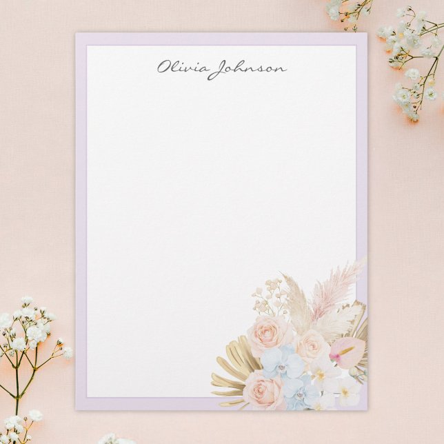 Papel Timbrado Buquê Floral Tropical Bonito Monogramado (Criador carregado)