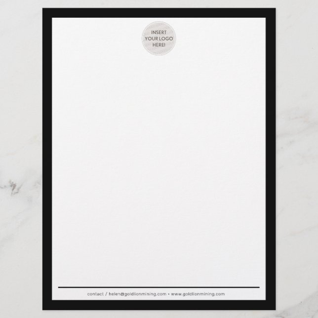 Papel Timbrado BUSINESS LOGO - fronteira simples moderna - branco (Frente)