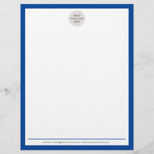 Papel Timbrado BUSINESS LOGO moderno e simples borda azul real