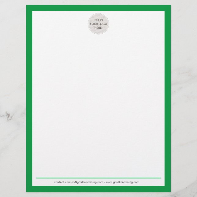 Papel Timbrado BUSINESS LOGO moderno e simples borda verde (Frente)