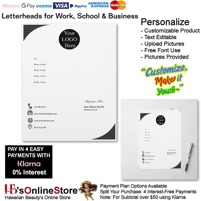 Papel Timbrado Business Modern Black Logo Company Name Signature  (Business Modern Black Logo Company Name Signature Letterhead.)