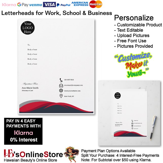 Papel Timbrado Business Red Black Gray Logo Company Signature (Business Red Black Gray Logo Company Signature Letterhead.)