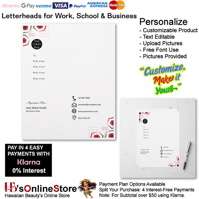 Papel Timbrado Business Red Black White Logo Company Signature (Business Red Black White Logo Company Signature Letterhead.)
