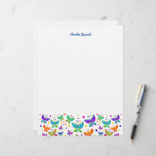 Papel Timbrado Butterfly Doodles Mão-Drawn Natureza
