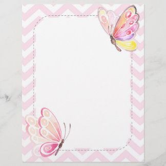 Papel Timbrado Butterfly Stationery Pink Letter Paper