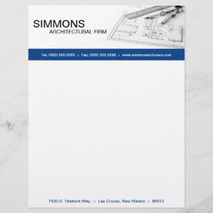 Papel Timbrado cabeça arquitectónica azul da letra do impressã