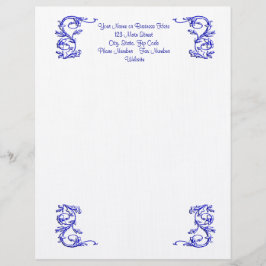 Papel Timbrado Cabeça de esquerda elegante, espiral azul simples