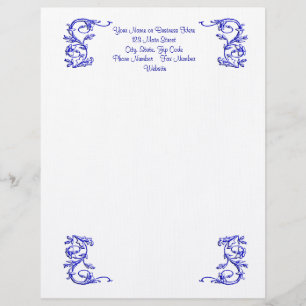 Papel Timbrado Cabeça de esquerda elegante, espiral azul simples