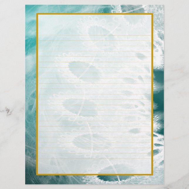 Papel Timbrado Cabeça de Letra Vinculada - rendas brancas em Teal (Frente)