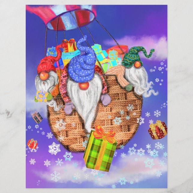 Papel Timbrado Cabeça de Natal com Gnomos dá presentes (Verso)