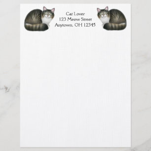 Papel Timbrado Cabeçalho amigável dos gatos de gato malhado