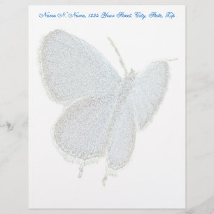 Papel Timbrado Cabeçalho azul Oriental-Atado da borboleta