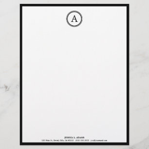 Papel Timbrado Cabeçalho branco e preto elegante do monograma