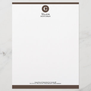 Papel Timbrado Cabeçalho castanho chocolate & branco simples do
