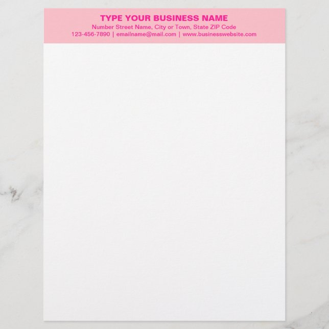 Papel Timbrado Cabeçalho Cor-de-Rosa Centralizado e Monocromático (Frente)