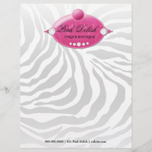 Papel Timbrado Cabeçalho cor-de-rosa cor-de-rosa da zebra de 311