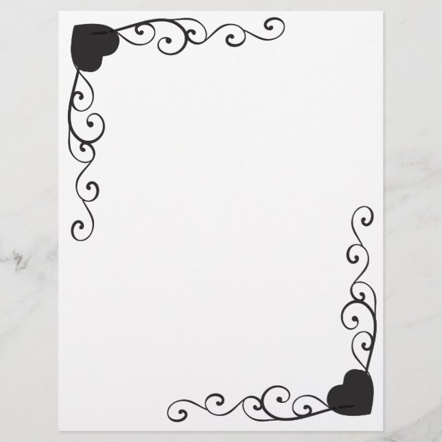 Papel Timbrado Cabeçalho da beira do canto do coração do (Frente)