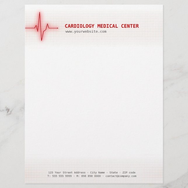 Papel Timbrado Cabeçalho da cardiologia do sinal do coração do (Frente)