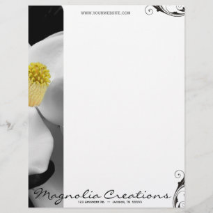 Papel Timbrado Cabeçalho da flor da magnólia