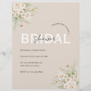 Papel Timbrado Cabeçalho de Carta de Chuveiro de Noiva Floral Ele