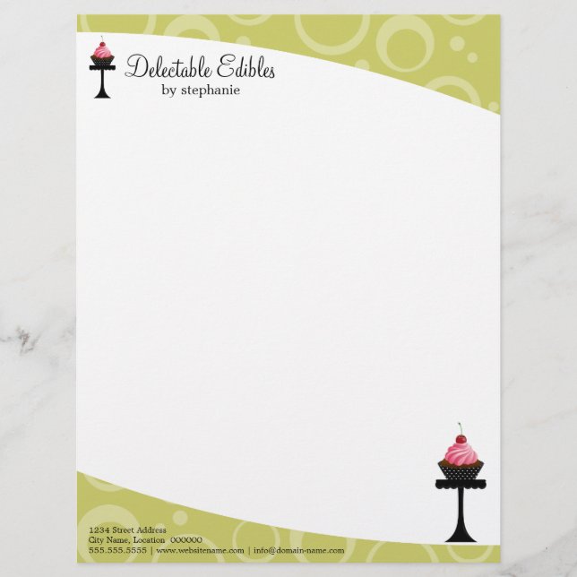 Papel Timbrado Cabeçalho de Carta de Negócios de Padaria de Cupca (Frente)