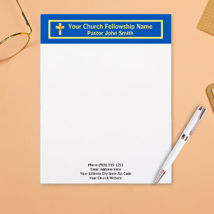 Papel Timbrado Cabeçalho de Carta de Pastor de Igreja Classy Gold