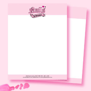 Papel Timbrado Cabeçalho de Carta de Salão de Unhas com Letras Gó