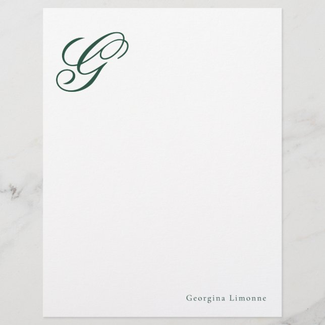 Papel Timbrado Cabeçalho de Carta Monograma de Script Elegante Es (Frente)