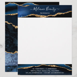 Papel Timbrado Cabeçalho de Carta Personalizado Ágata Azul Naval