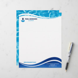 Papel Timbrado Cabeçalho de Empresa de Serviços de Piscina | Pisc
