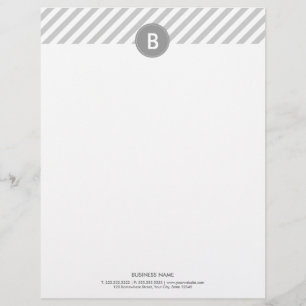 Papel Timbrado Cabeçalho de prata liso moderno do monograma