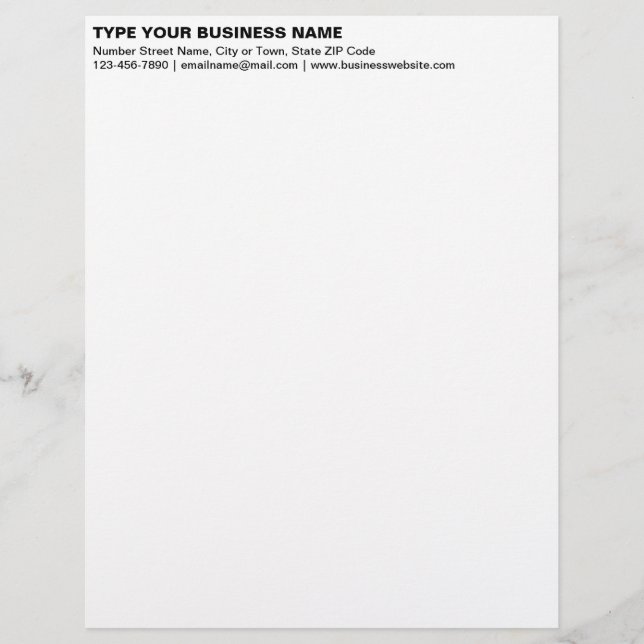 Papel Timbrado Cabeçalho de Texto Plano Preto Alinhado à Esquerda (Frente)